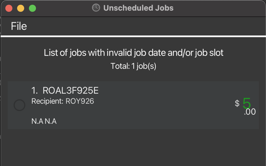 Unscheduled jobs