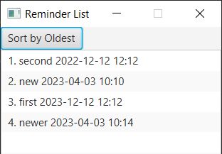 Reminder List Window